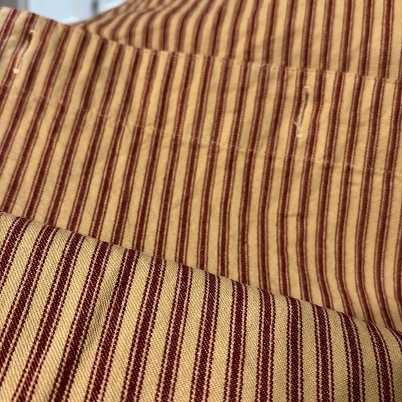 PRE OWNED Home Collection by Raghu York Ticking Barn Red & Nutmeg Shower Curtain - Picture 3 of 15